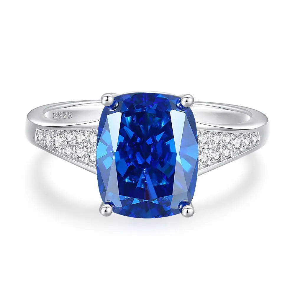Bague de fiançailles de luxe ovale en saphir bleu pour femme