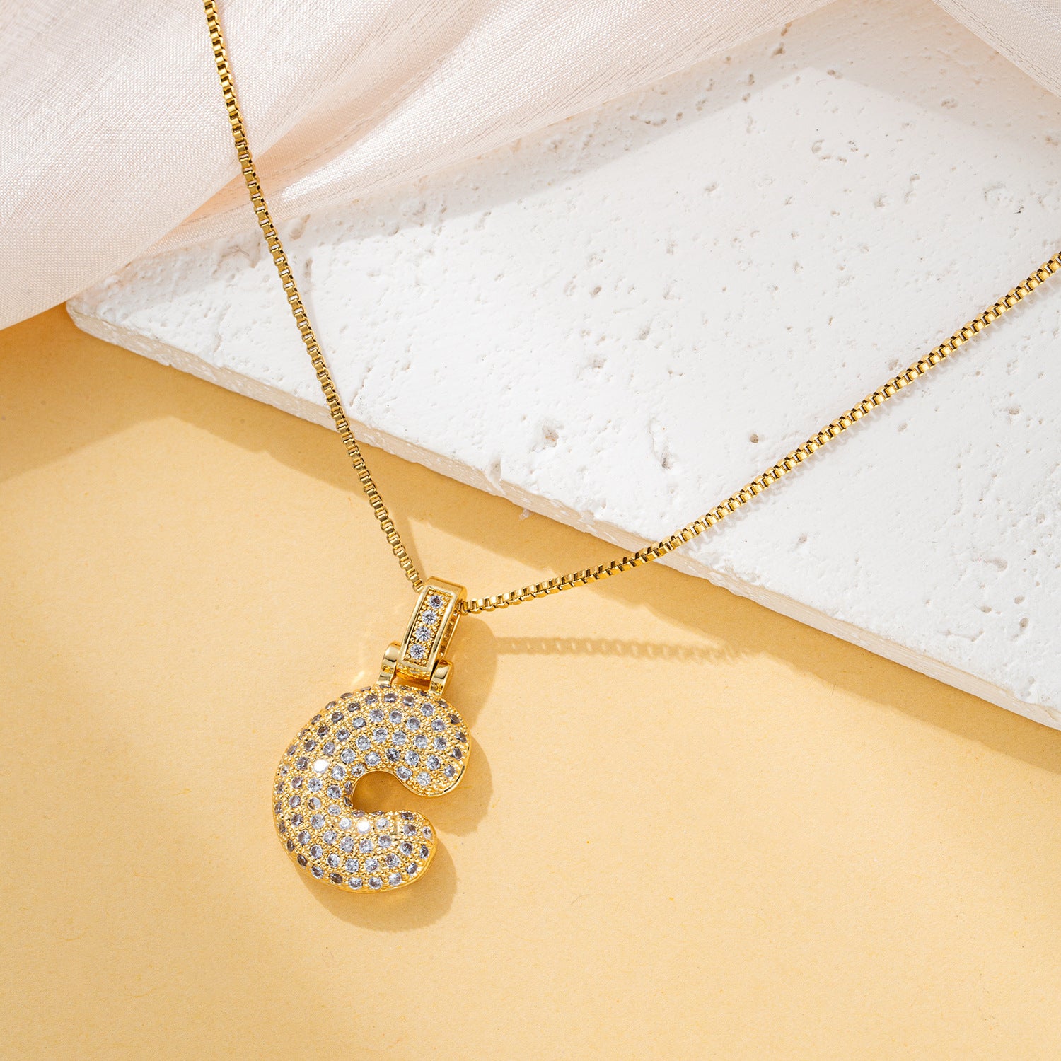 Creative fashion zircon fat 26 letter necklace