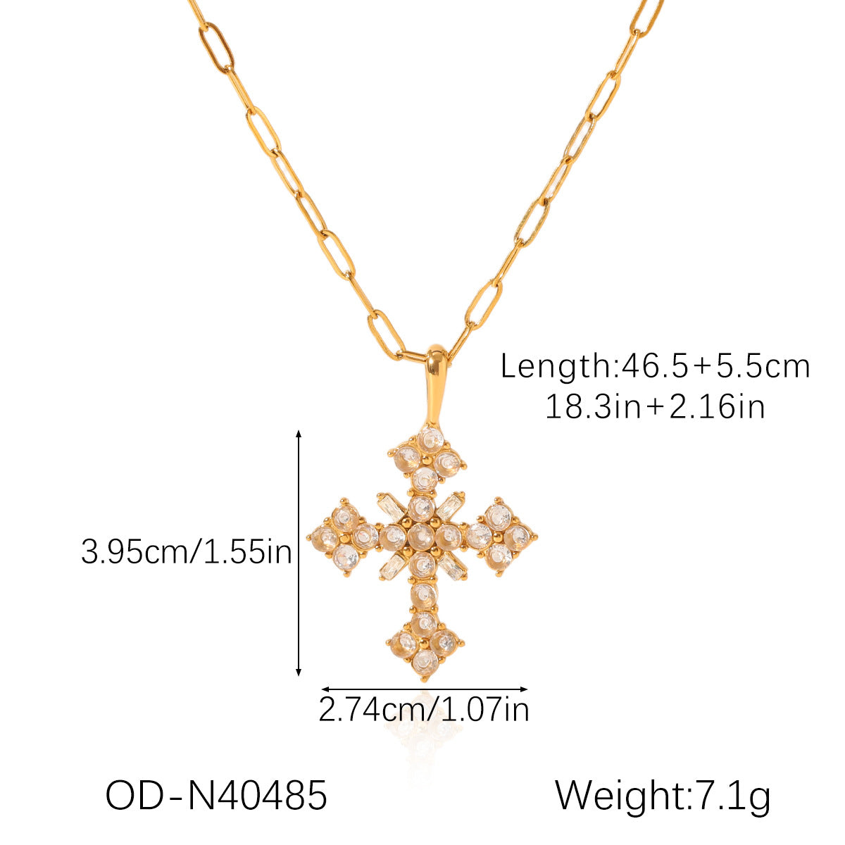 Fashion Titanium Steel Cross Clavicle Pendant Chain