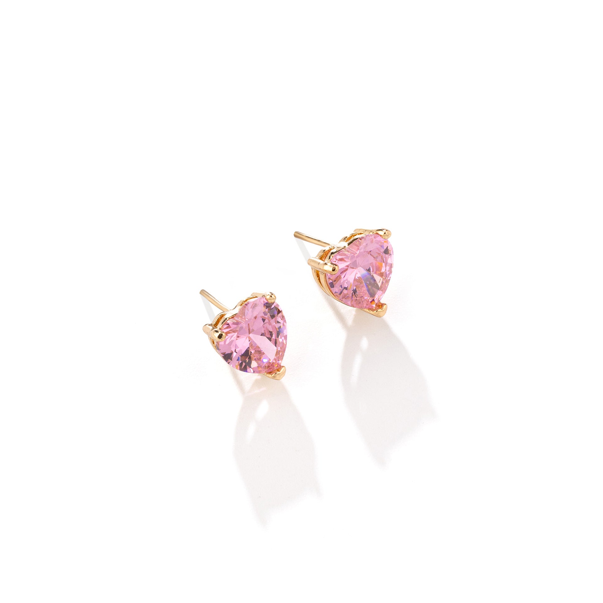 Elegant Heart Shaped Crystal Necklace Earrings Set – Luxury Pink Jewelry Collection