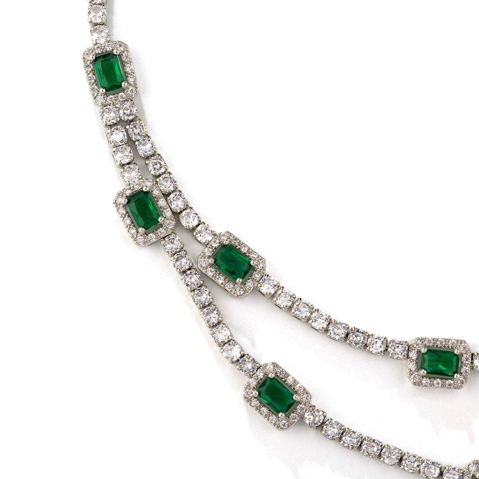 Luxury Ruby Crystal Necklace Earrings Set – Sparkling Silver Statement Jewelry