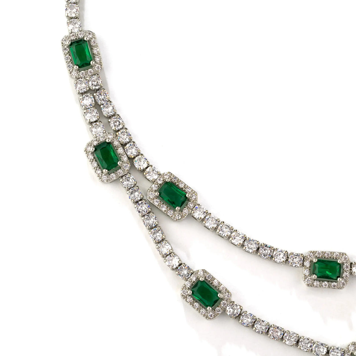 Luxury Ruby Crystal Necklace Earrings Set – Sparkling Silver Statement Jewelry
