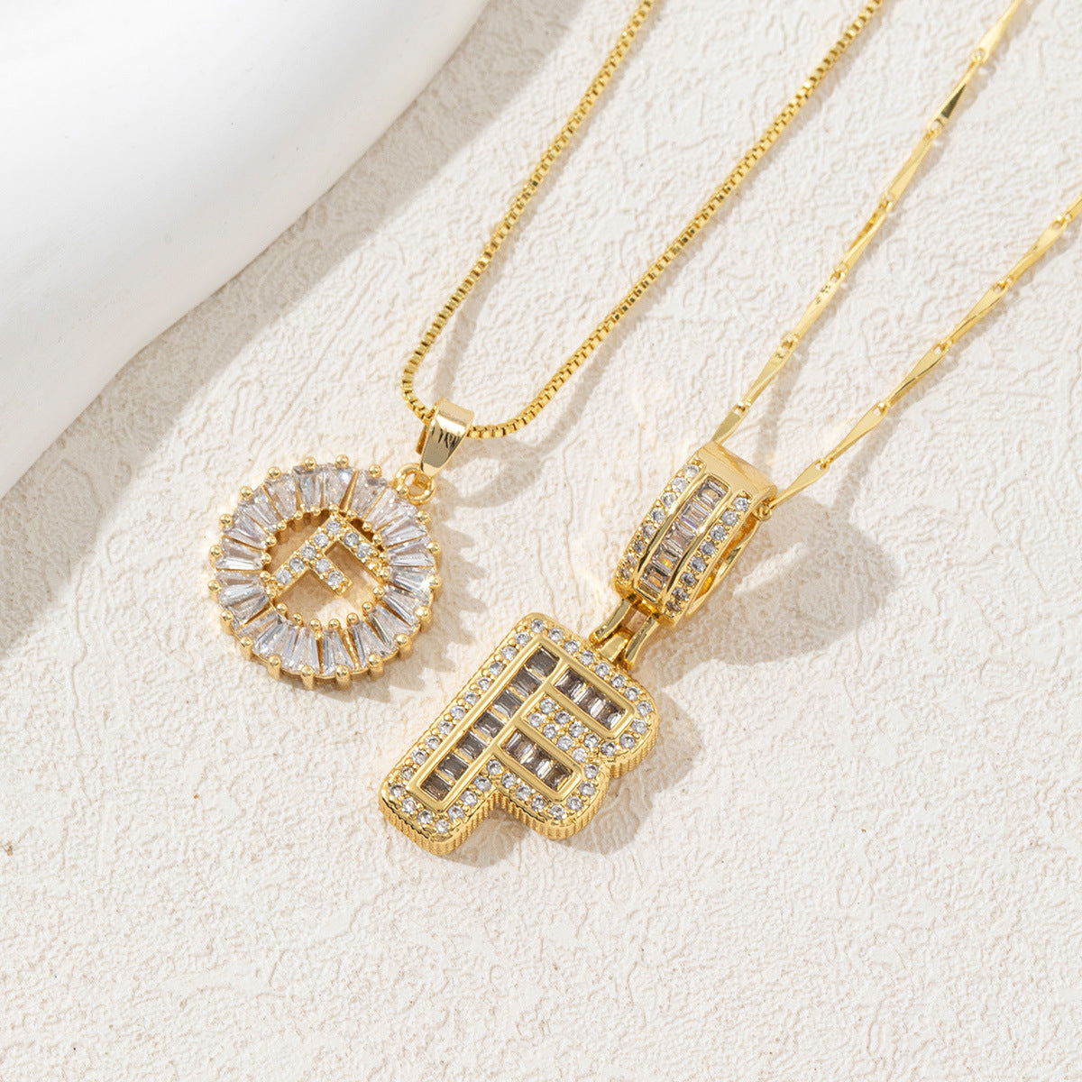 Full Diamond Rock Sugar 26 Letter Necklace