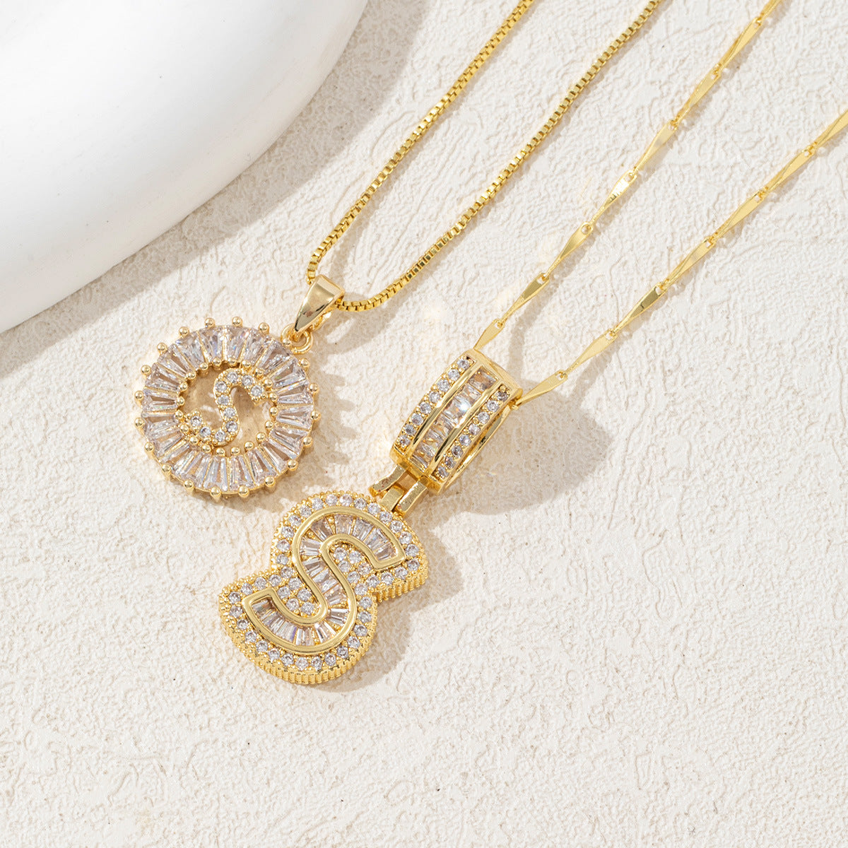 Full Diamond Rock Sugar 26 Letter Necklace