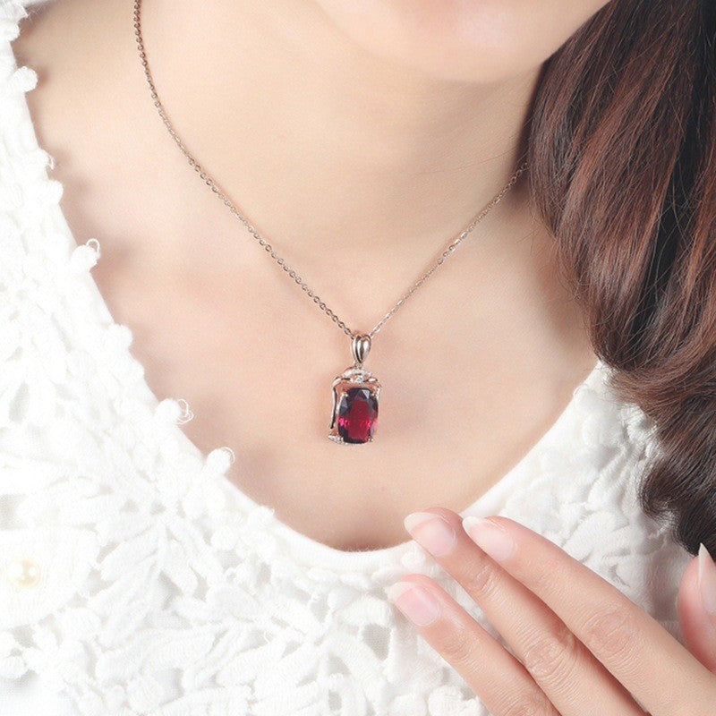 18K Rose Ruby Colored Treasure Pendant Necklace