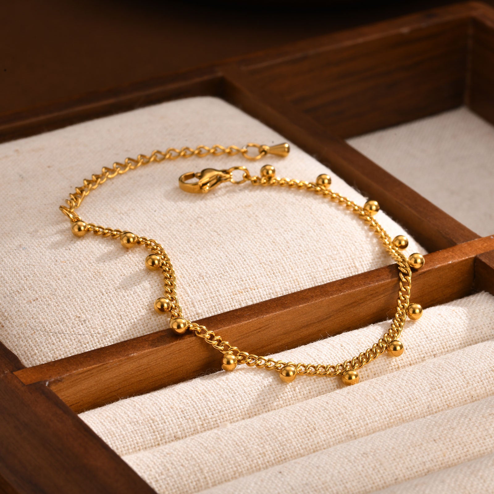 Gold Stainless Steel Bead Bracelet Necklace Series