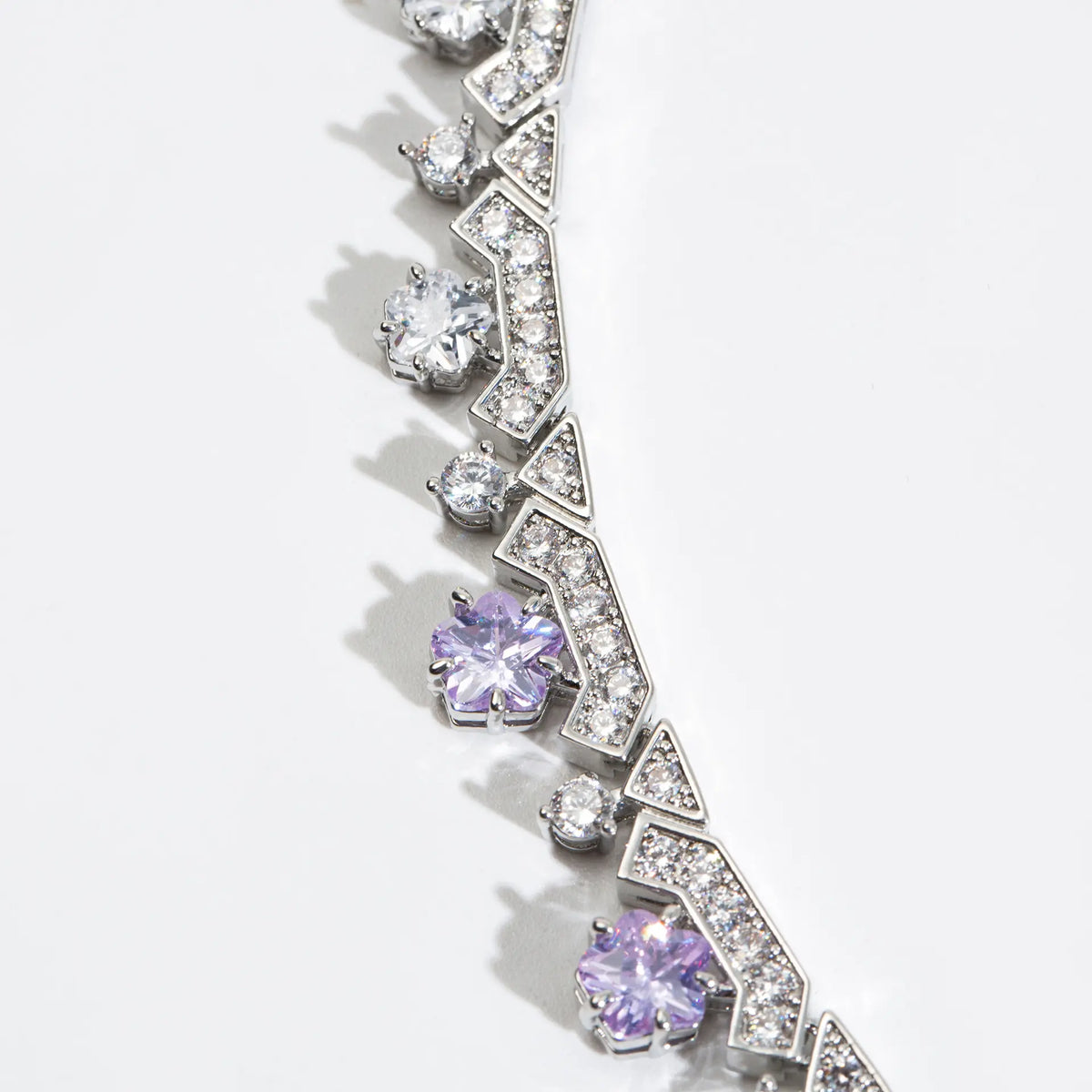 Luxury Purple Crystal Necklace Earrings Set – Silver Statement Jewelry