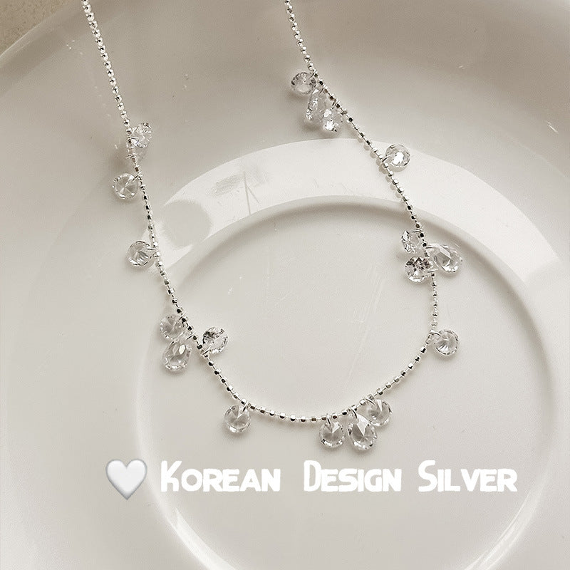 Simple water drop round opal necklace