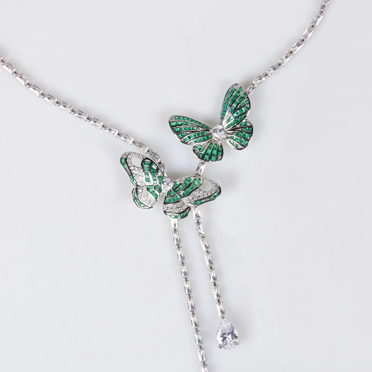 Luxury Purple Butterfly Crystal Necklace Earrings Ring Jewelry Set