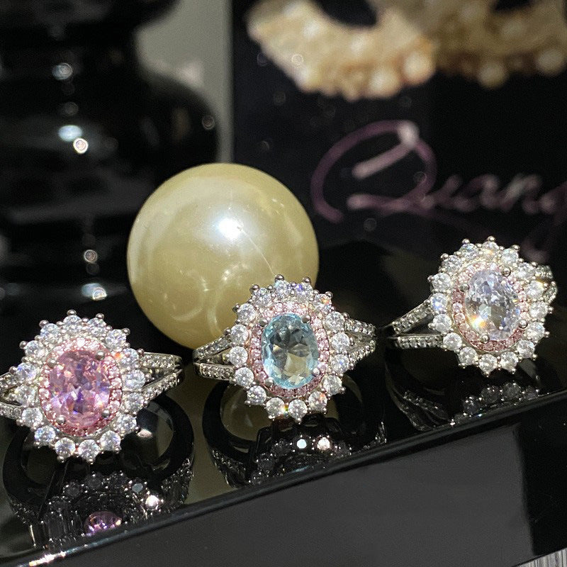 Luxury full diamond sunflower zircon ring