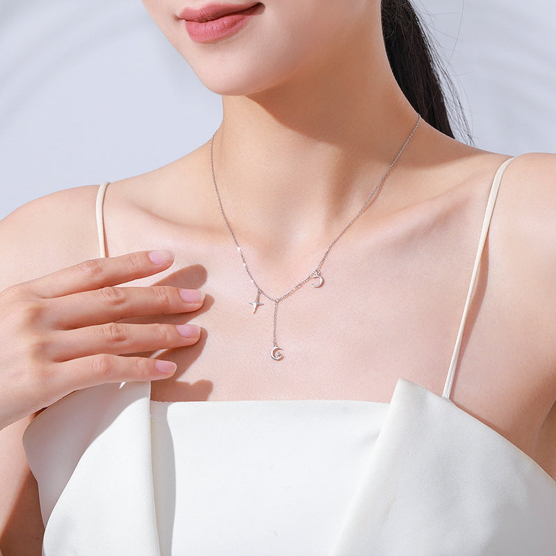 S925 Silver Star Moon Versatile Necklace