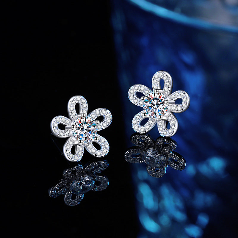 S925 sterling silver mozzarella sunflower stud earrings
