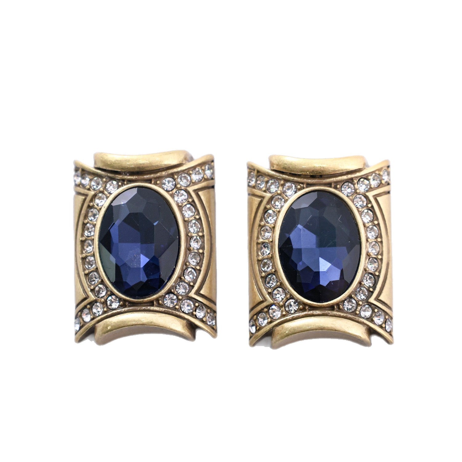 Vintage Geometric Diamond Silver Needle Earrings