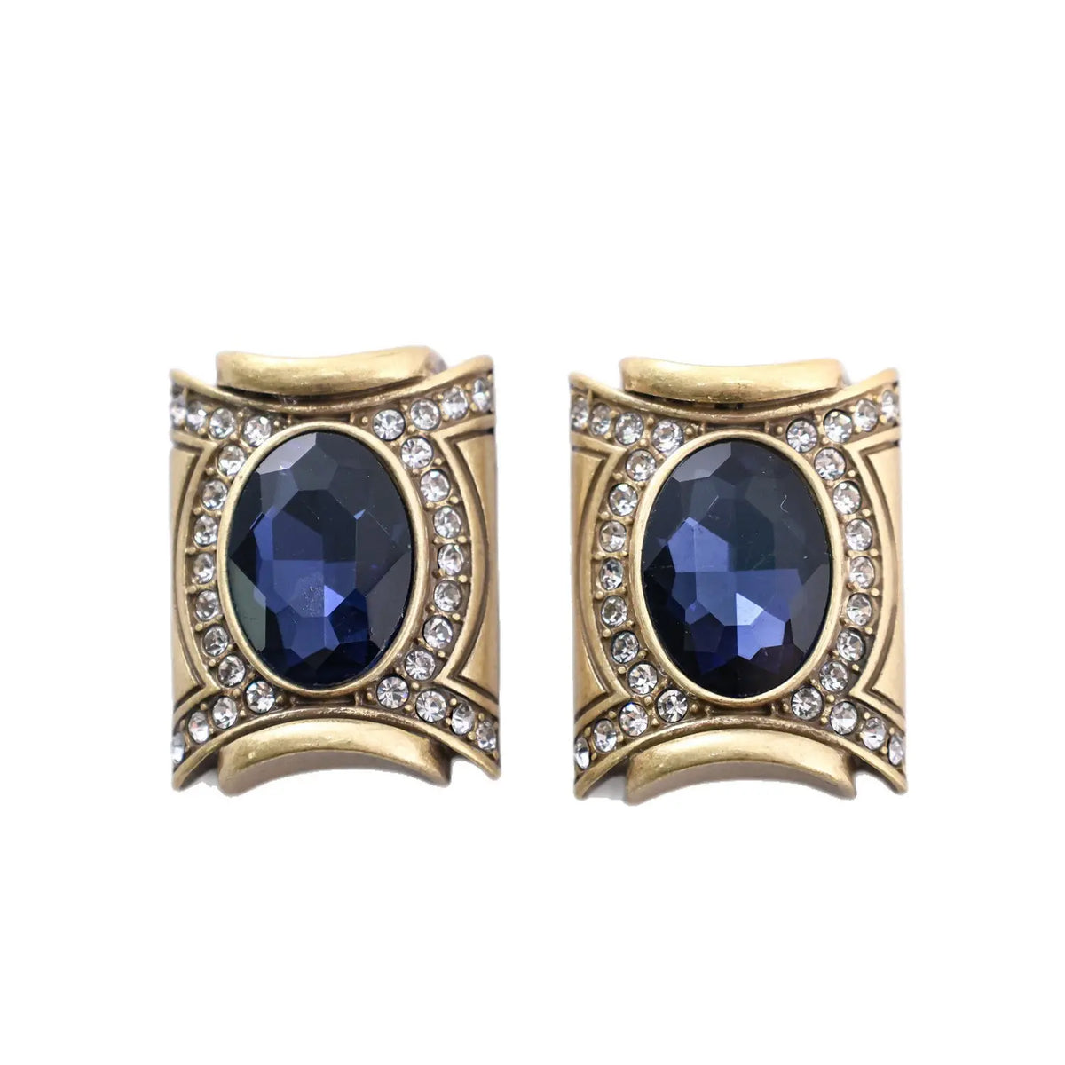 Boucles d'oreilles vintage géométriques diamantées en argent