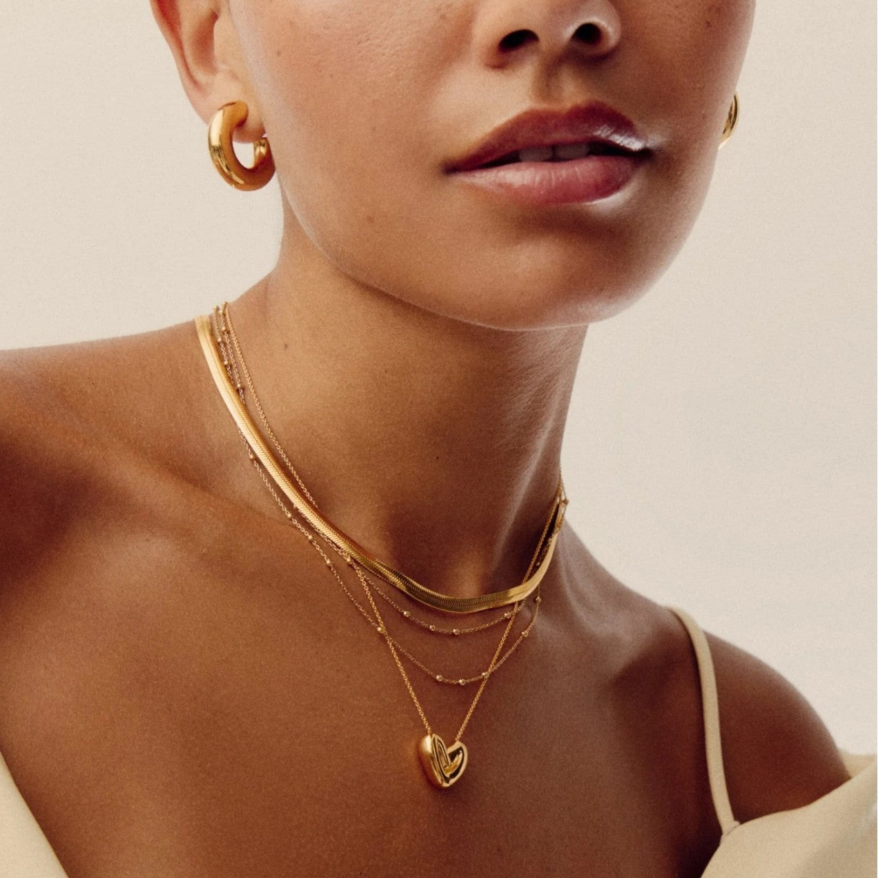 Light luxury stacked multi-layer snake bone chain necklace