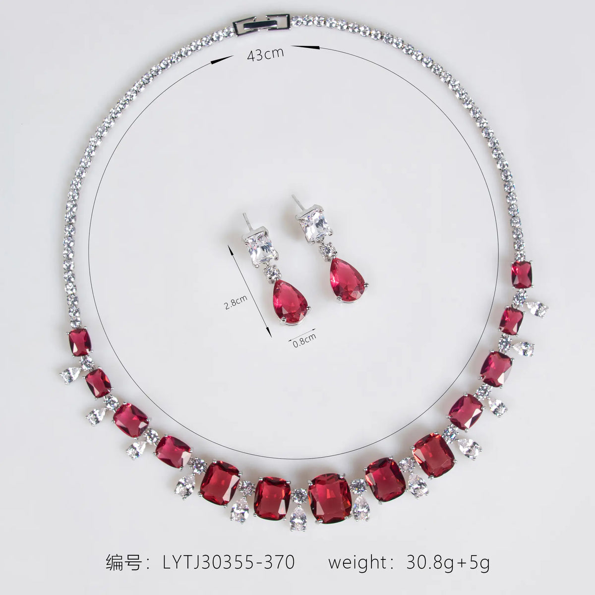 Luxury Emerald Green Crystal Necklace and Earrings Jewelry Set