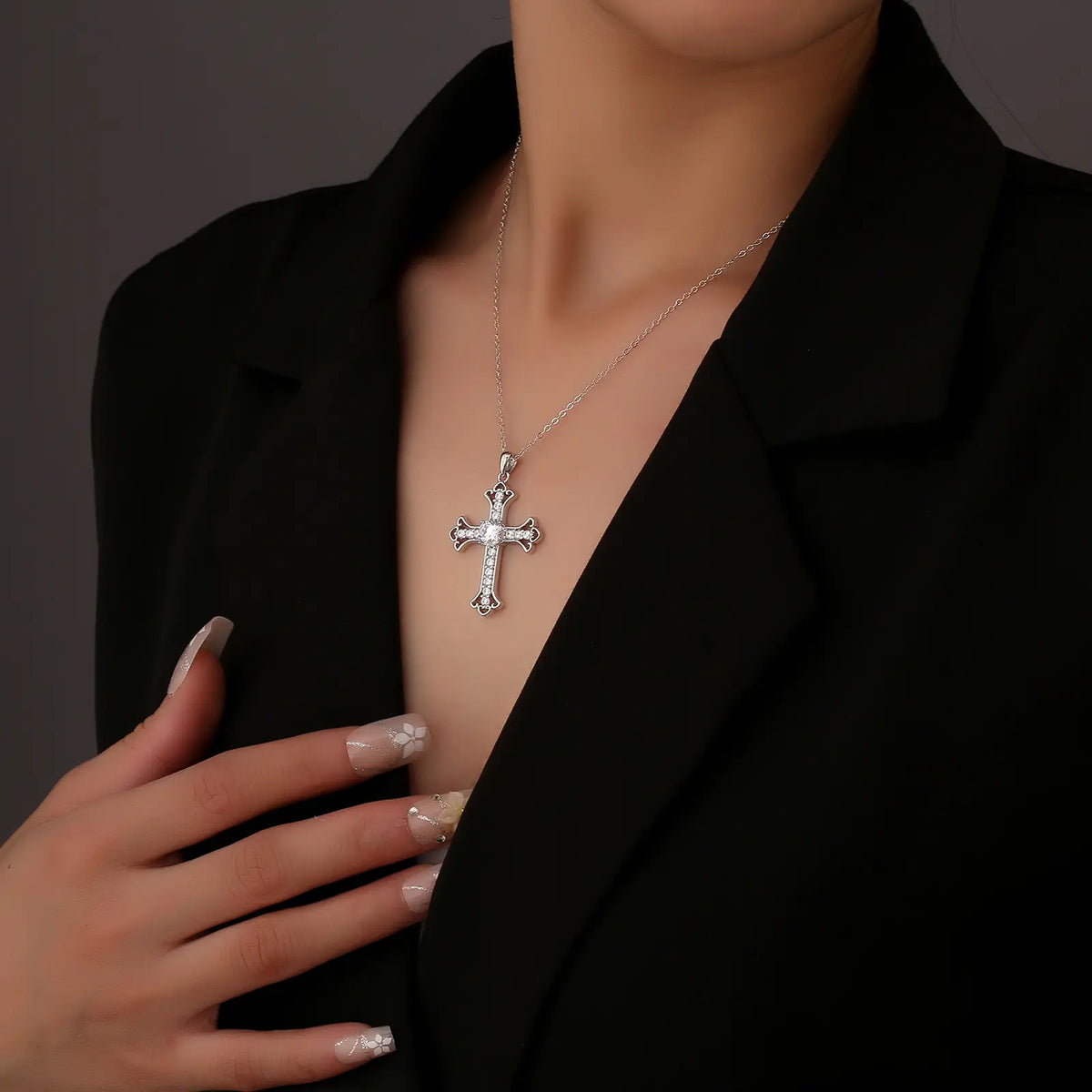 Collier croix Mozzarella en argent sterling S925