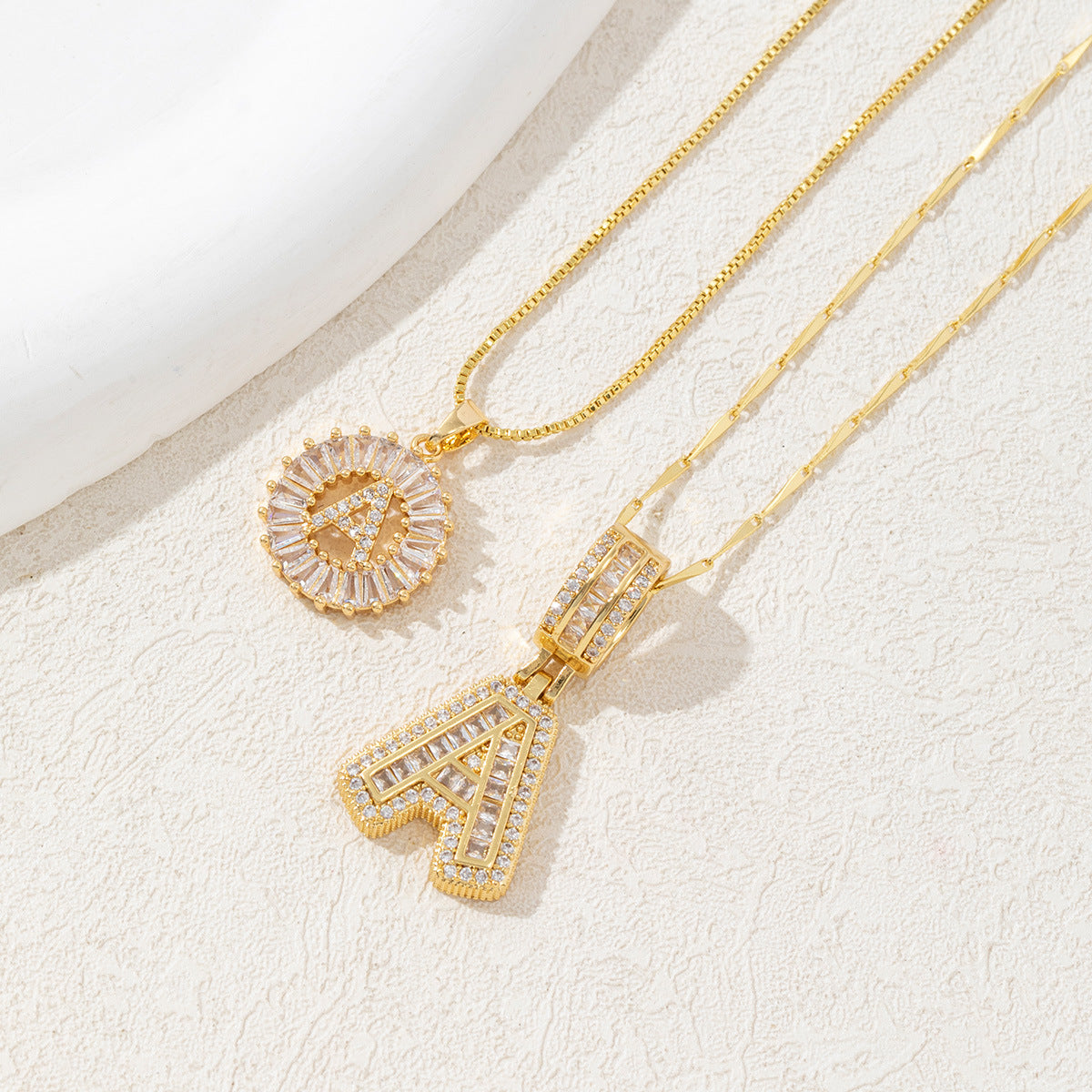 Full Diamond Rock Sugar 26 Letter Necklace