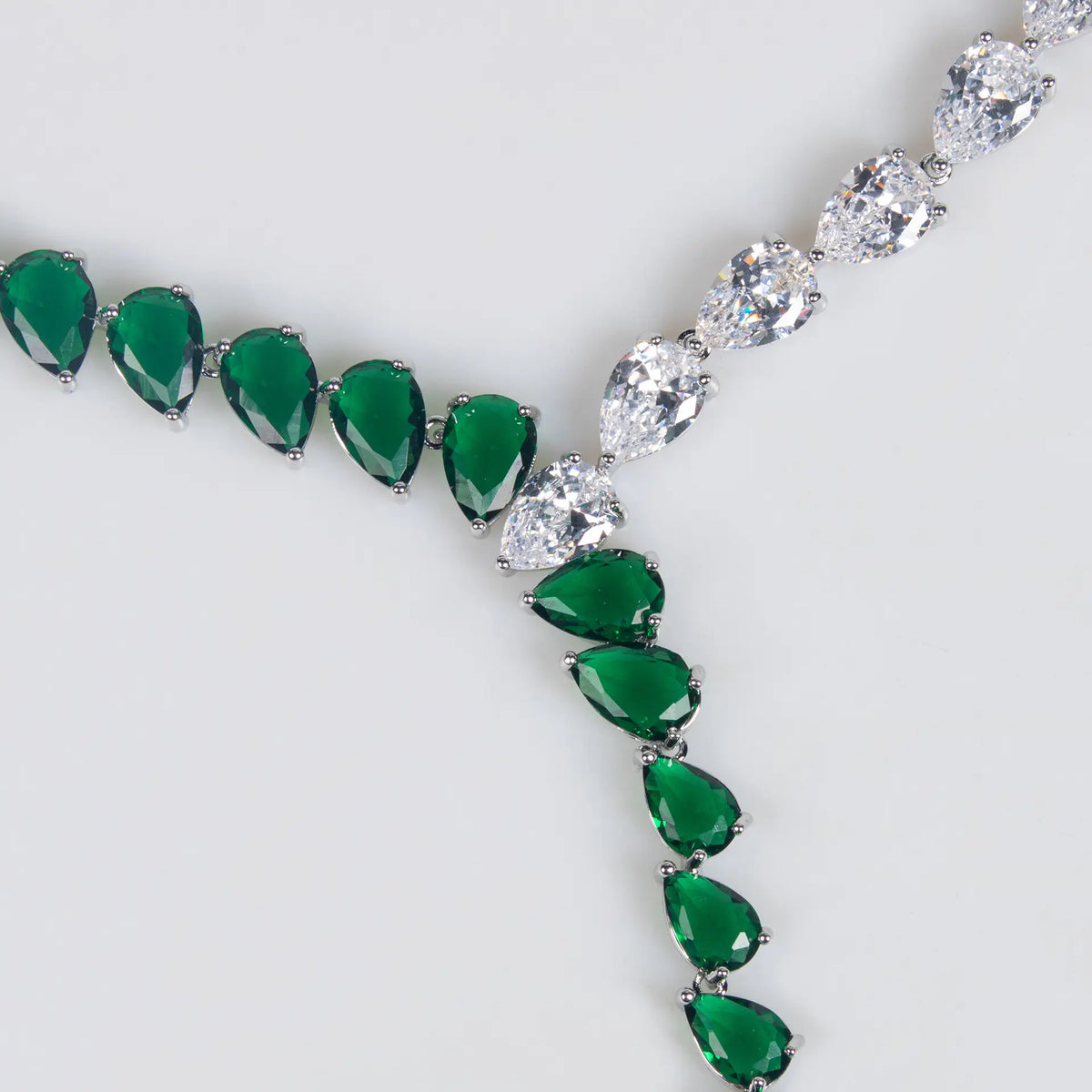 Luxury Green Crystal Y Necklace Set – Sparkling Drop Earrings Jewelry