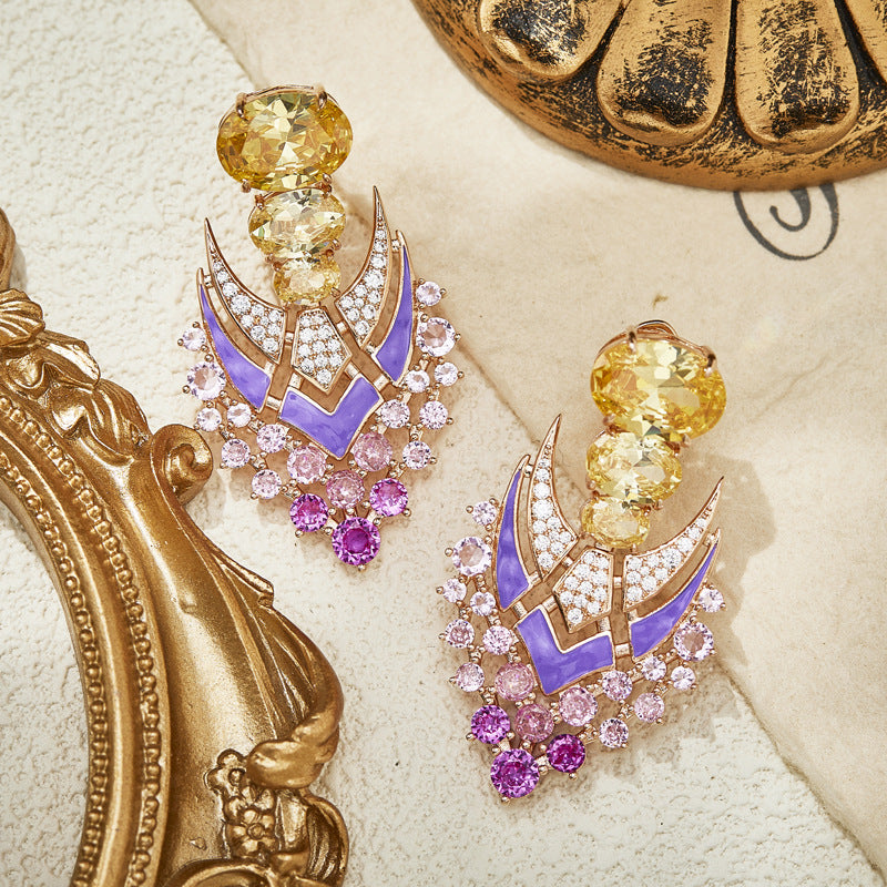 Original design gold-plated fireworks diamond earrings