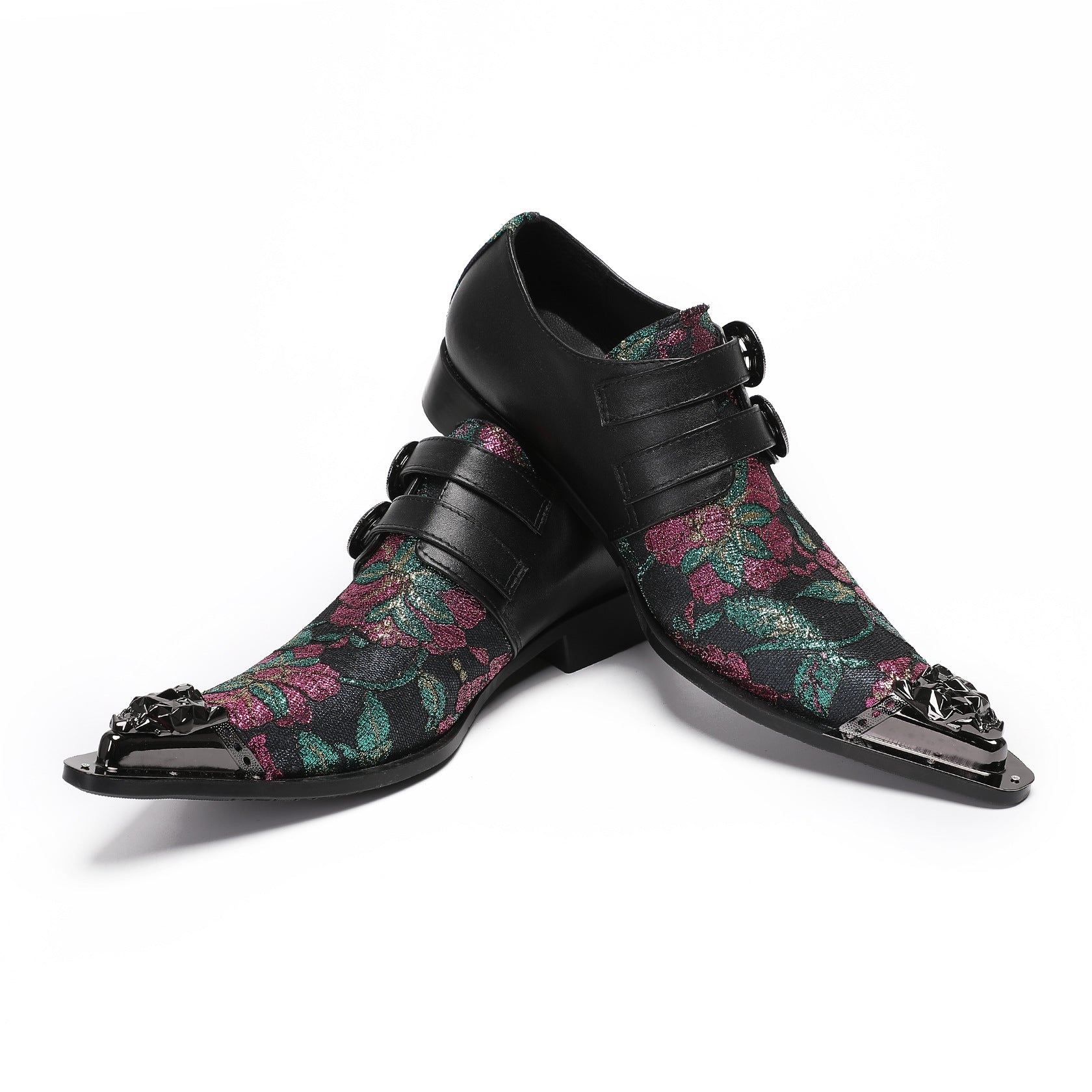 Fashion Leather Printed Derby Shoes Men's Wedding Prom Dress Shoes