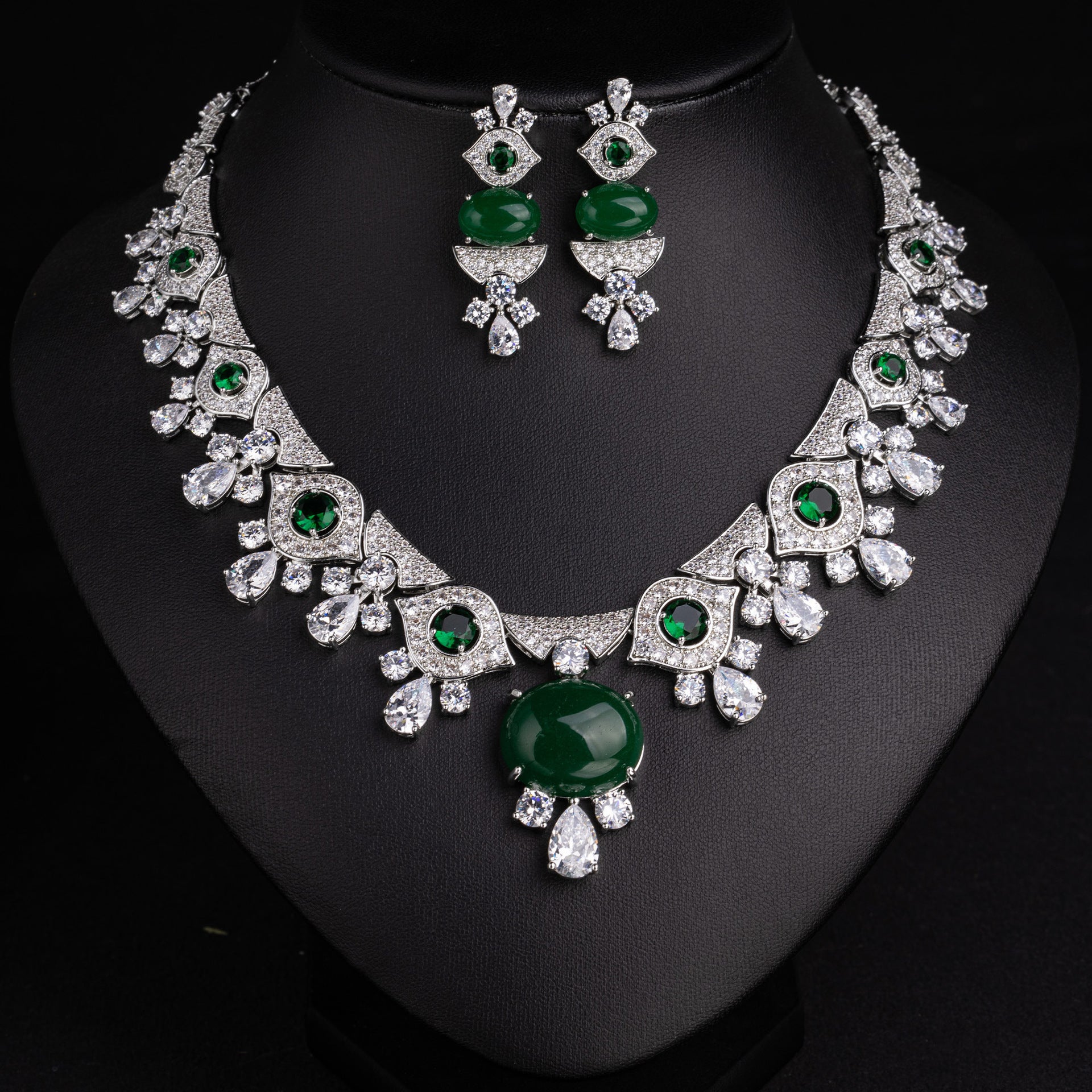 Luxury Deep Red Gemstone Necklace Set for Women – Royal Statement Jewelry with Matching Earrings