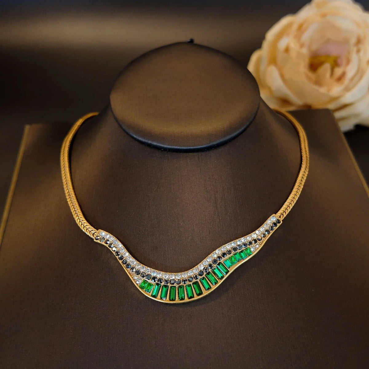 Parure de bijoux feuille strass mode