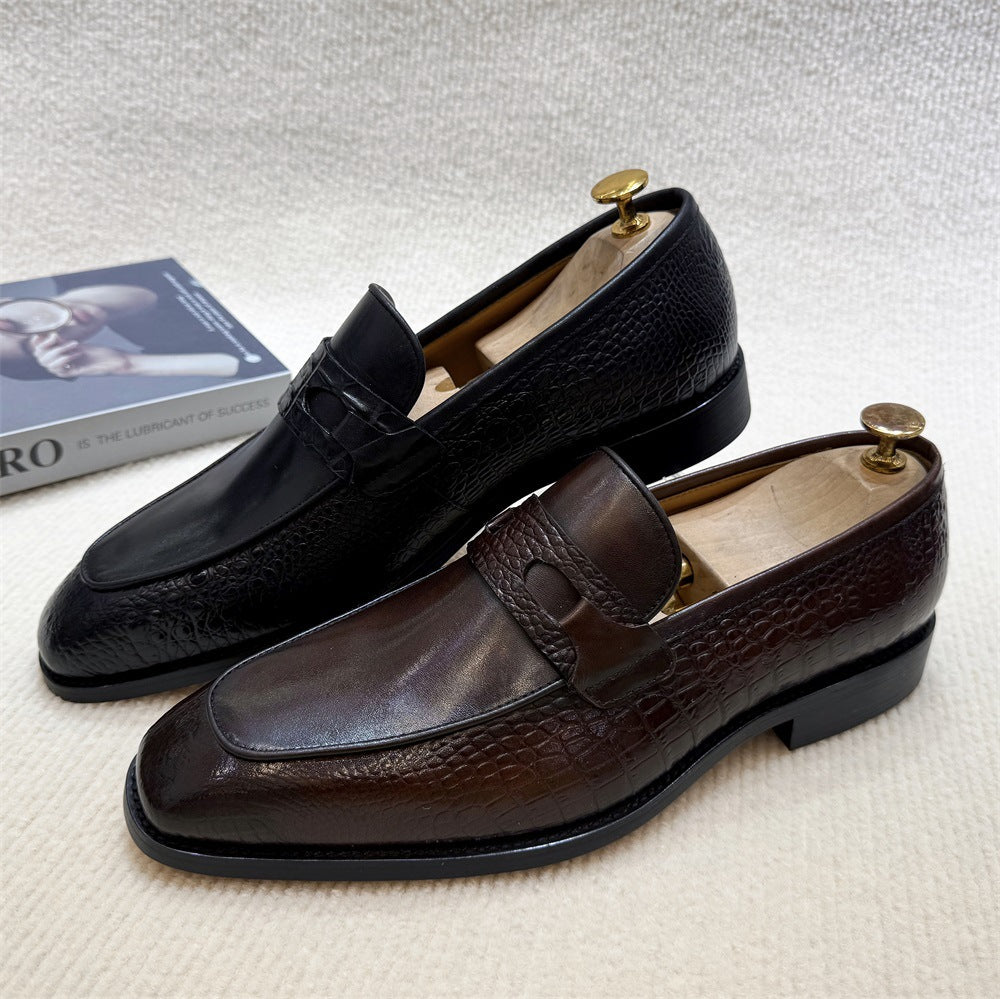 Brown Leather Loafers Business Dress Fashion Leather Shoes