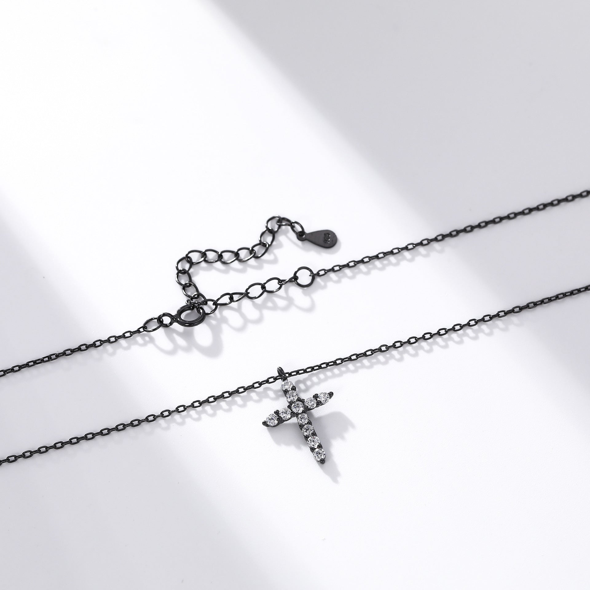 S925 Sterling Silver Diamond Cross Faith Necklace