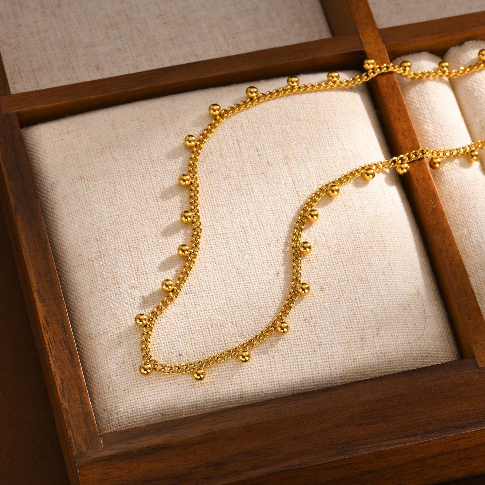 Gold Stainless Steel Bead Bracelet Necklace Series