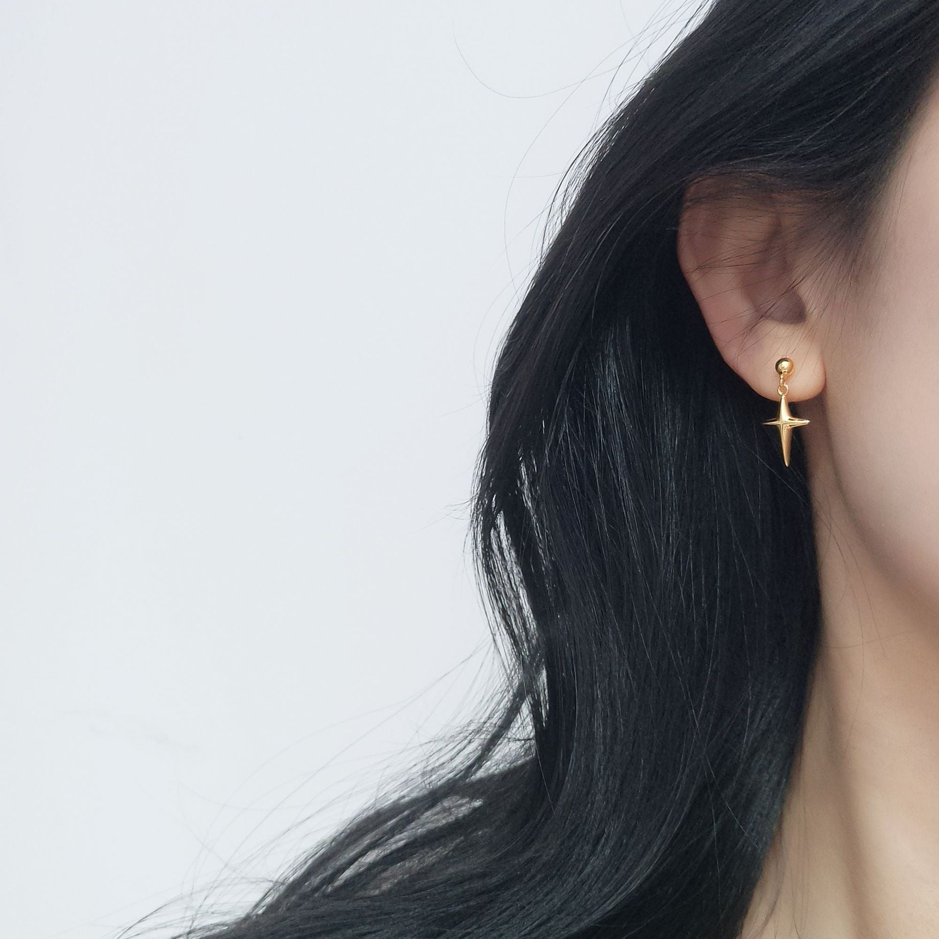 S925 Sterling Silver Hip Hop Starlight Cross Earrings