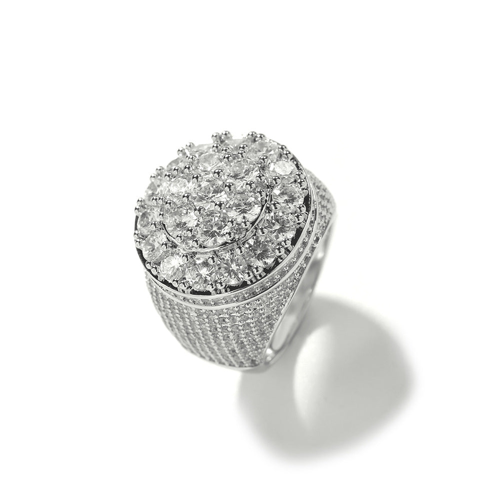 Vintage Gold Plated Hip Hop Flower Diamond Ring