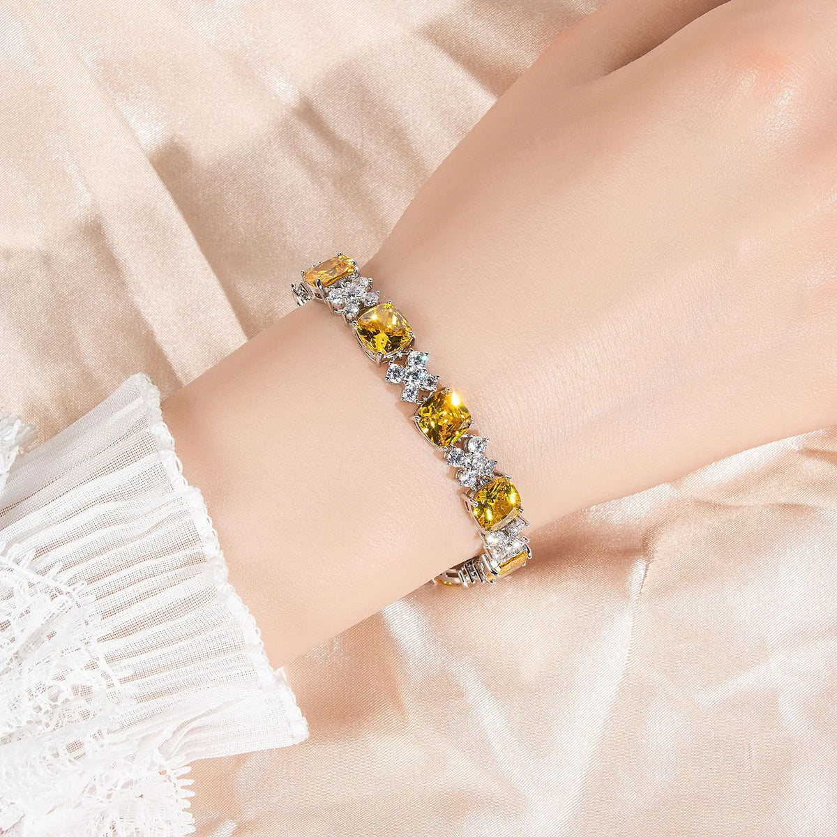 Bracelet Zircon Carré Géométrique Diamant Élégant