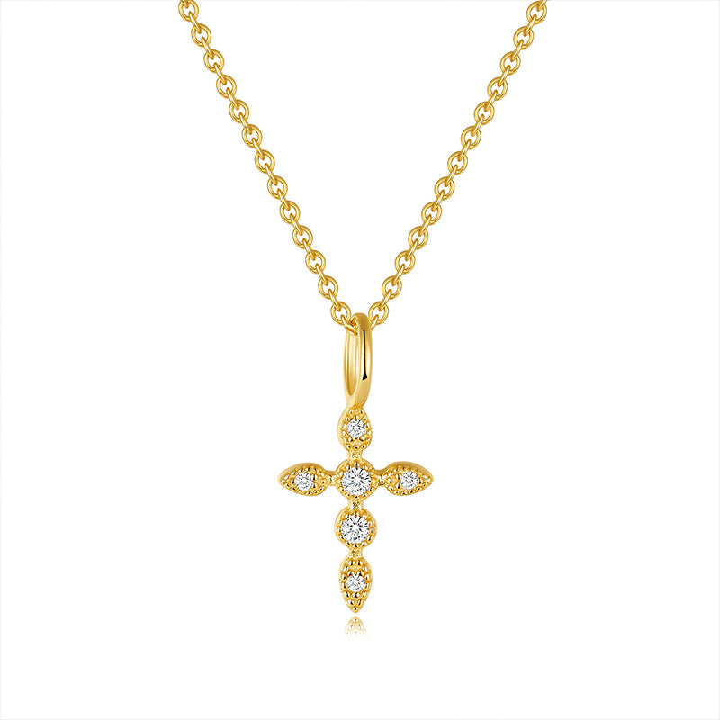 S925 Sterling Silver Light Luxury Cross Clavicle Necklace