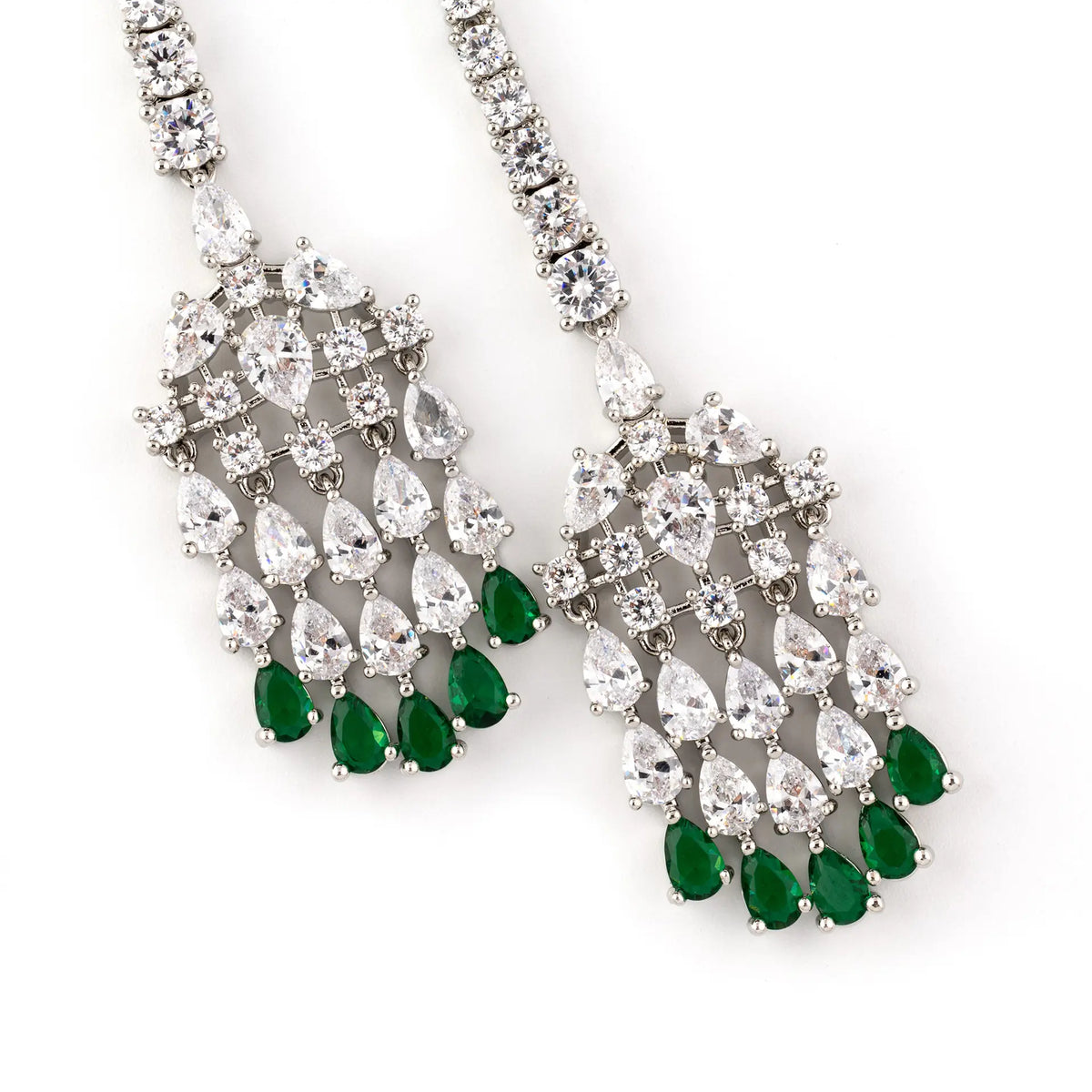 Royal Emerald Crystal Necklace Set – Elegant Green Gemstone Jewelry Collection