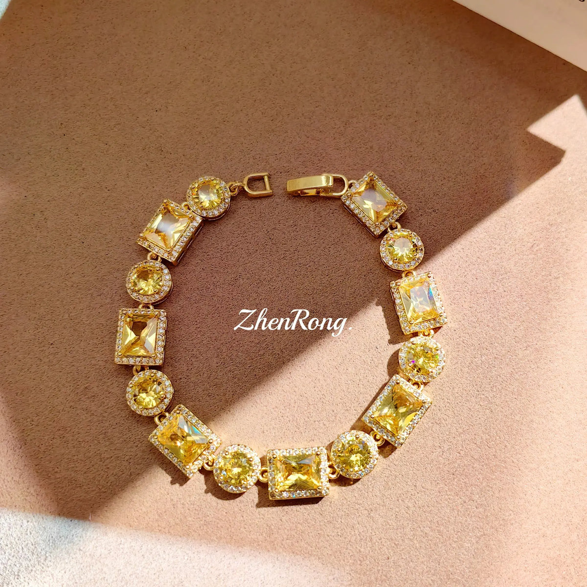 Bracelet en zircon jaune et diamants "Fashion Sugar Cube"