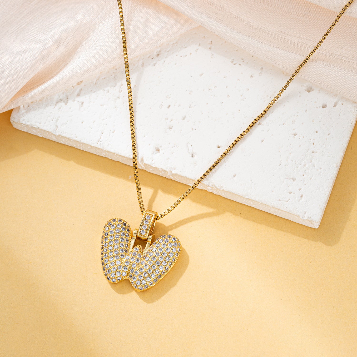 Creative fashion zircon fat 26 letter necklace