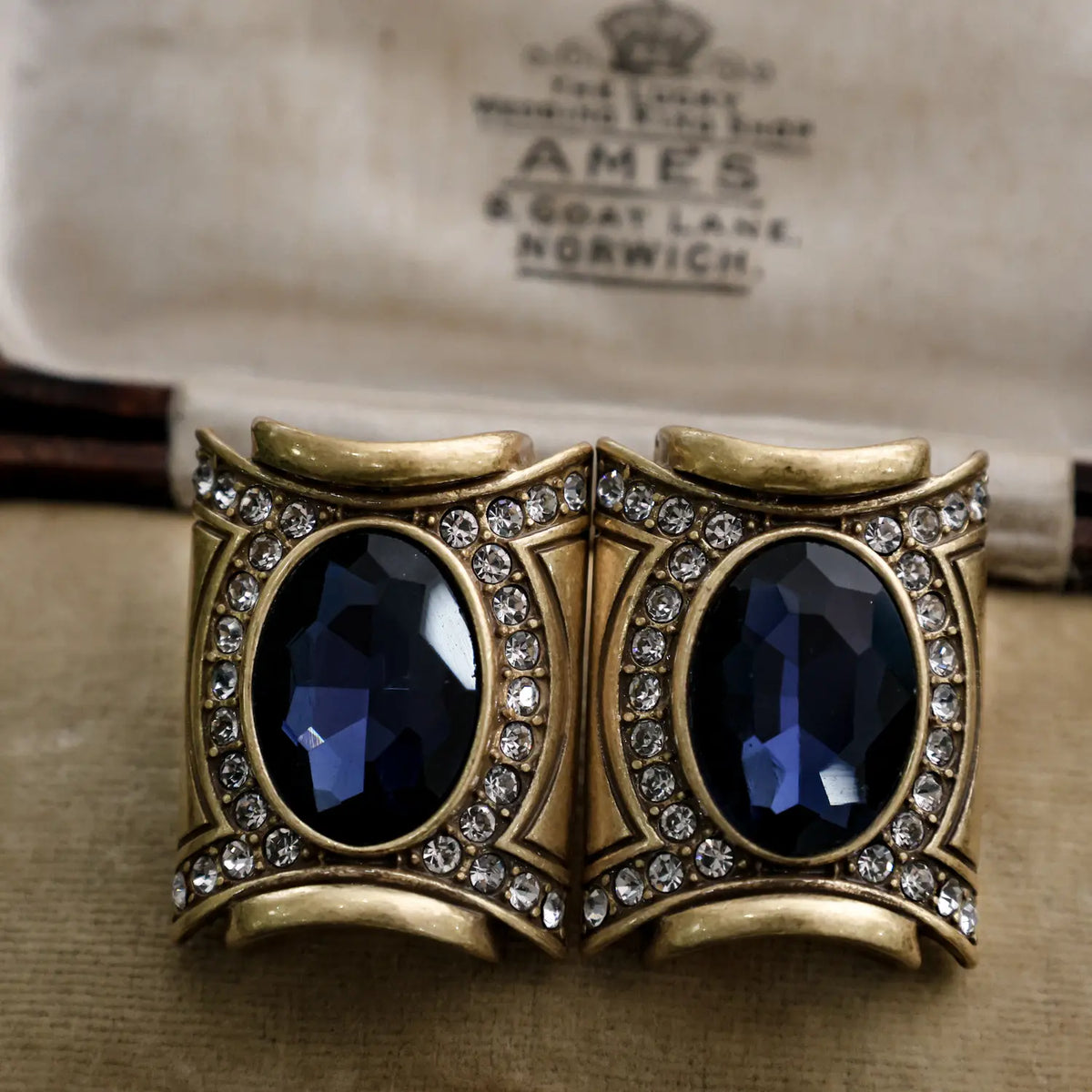Boucles d'oreilles vintage géométriques diamantées en argent