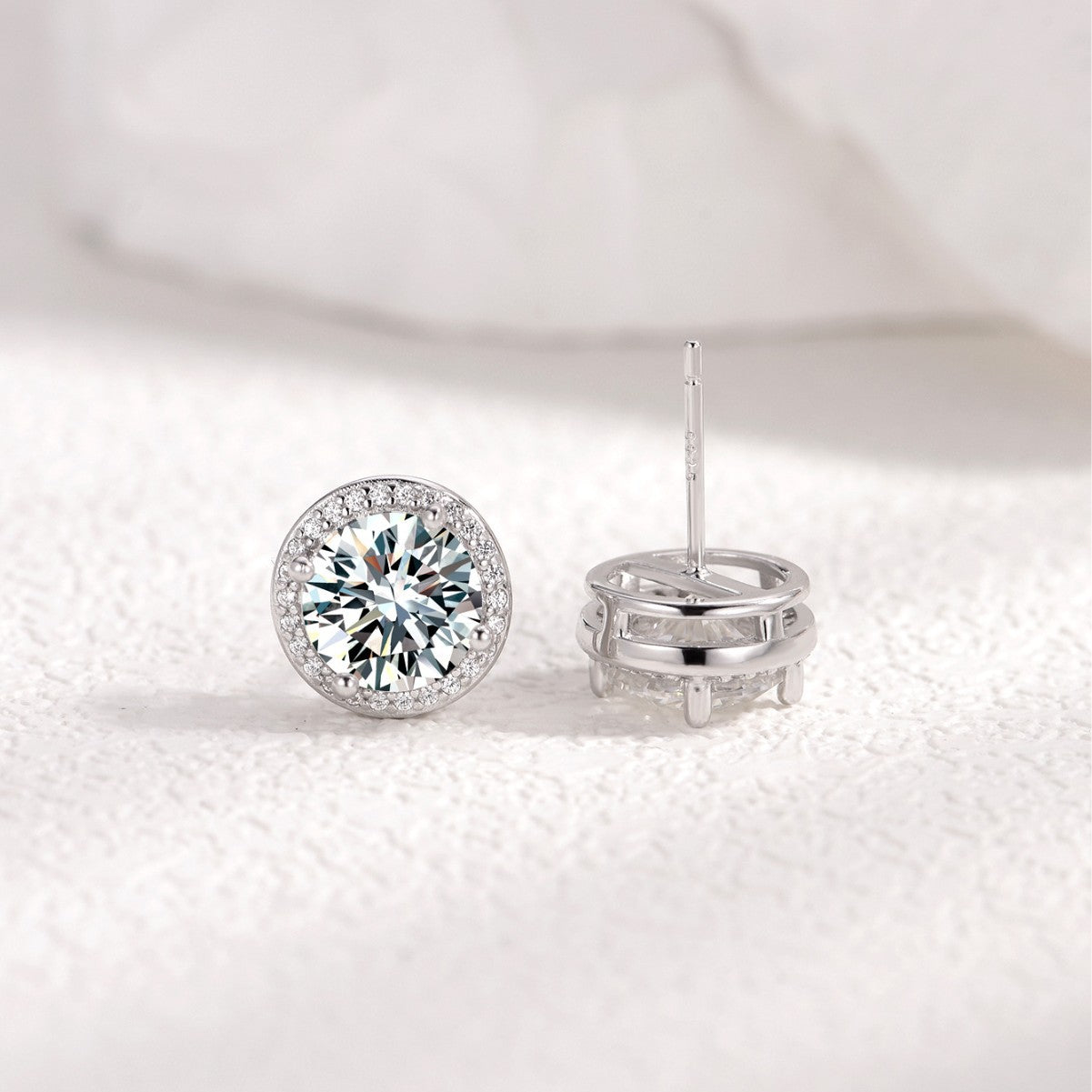 S925 silver light luxury rock sugar moissanite stud earrings