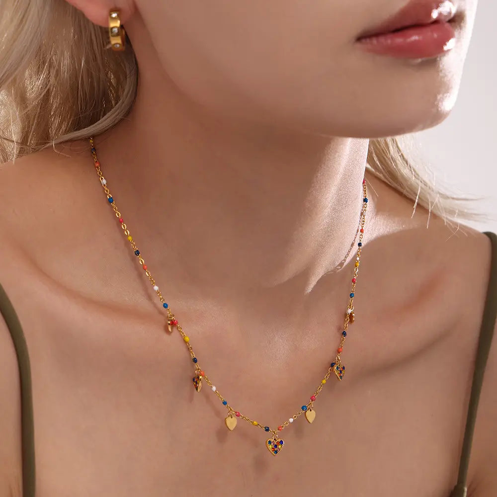 Collier en acier au titane et zircon Fashion Symphony