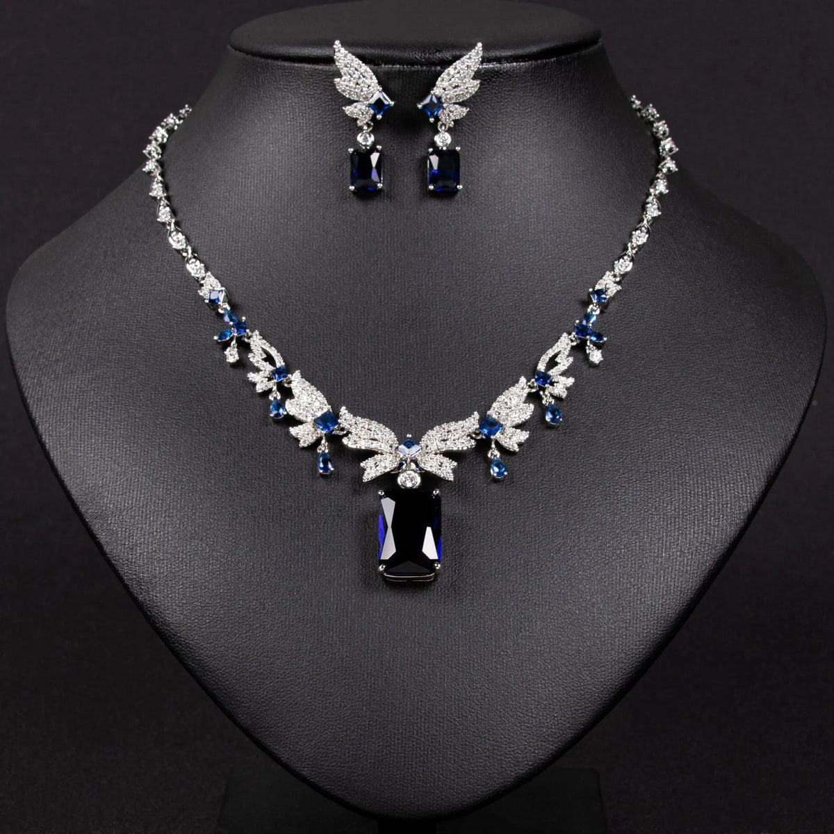 Parure collier de déclaration élégant en cristal rubis vintage