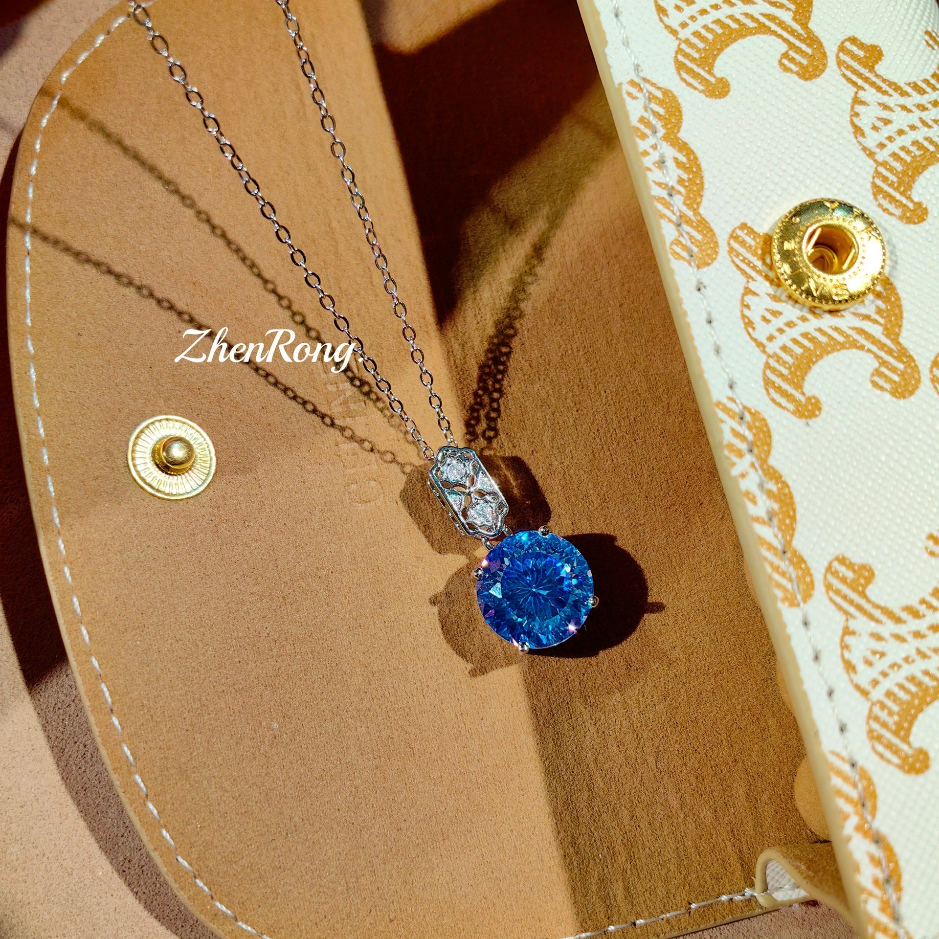 Parure de bijoux de luxe en cristal bleu-vert – Collier, boucles d'oreilles et bague pour femme