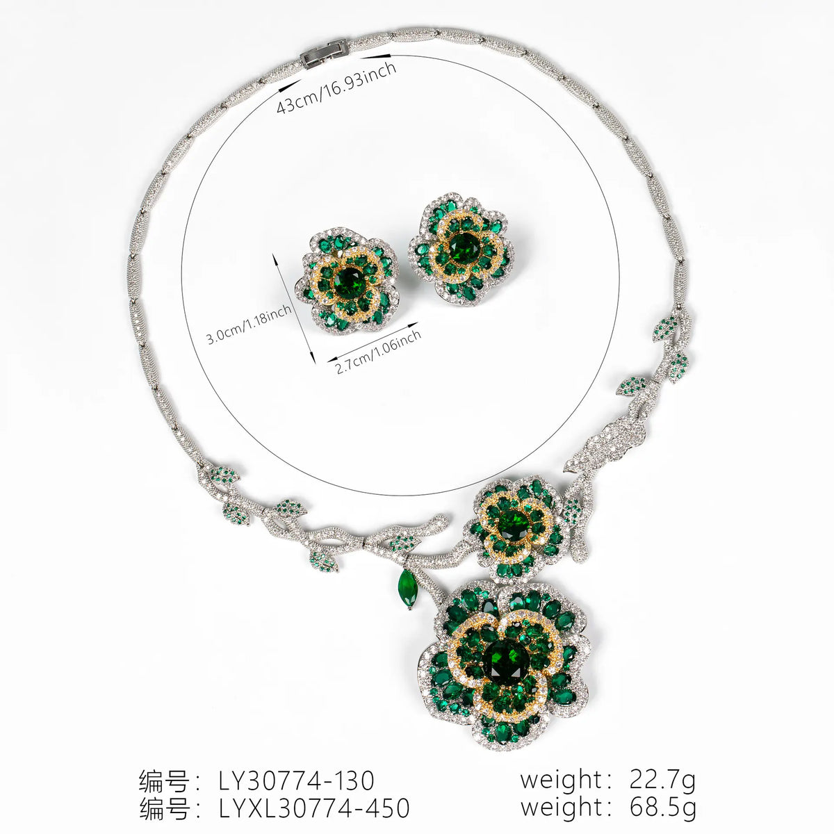 Parure collier et boucles d'oreilles floraux de luxe en cristal rouge pour soirée de gala