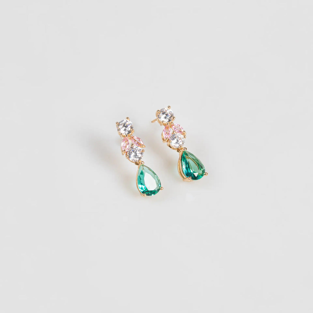 Luxuriöses Schmuckset für Damen mit smaragdgrüner Blumen-Kristallkette und Ohrringen