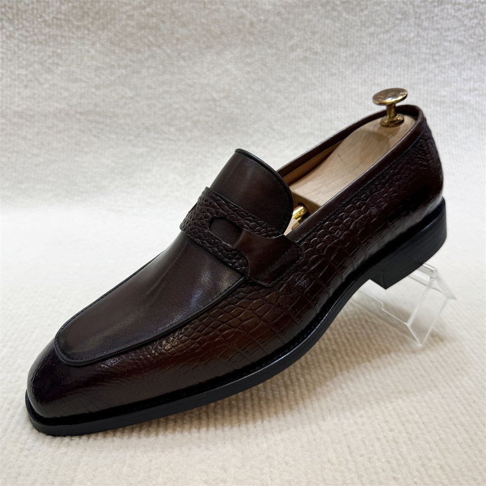 Brown Leather Loafers Business Dress Fashion Leather Shoes
