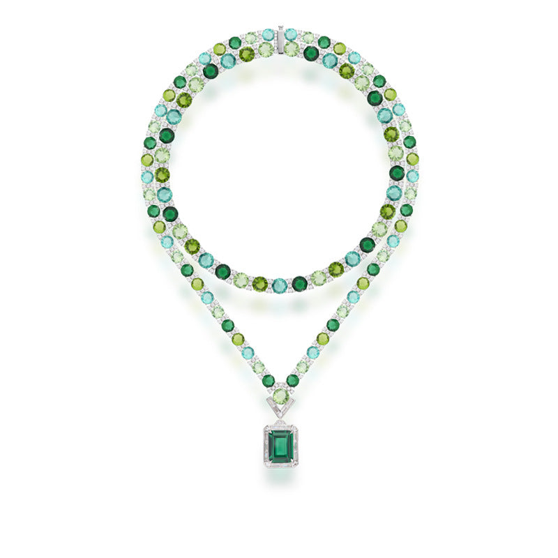 Premium Deluxe Gold Plated Colorful Diamond Necklace