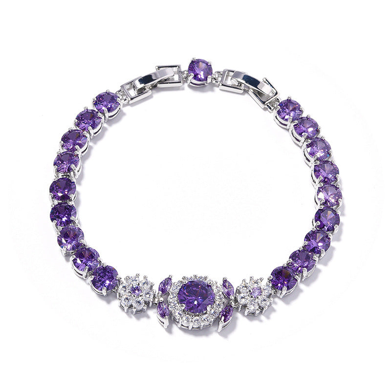 Light Luxury Amethyst Flower Zircon Bracelet
