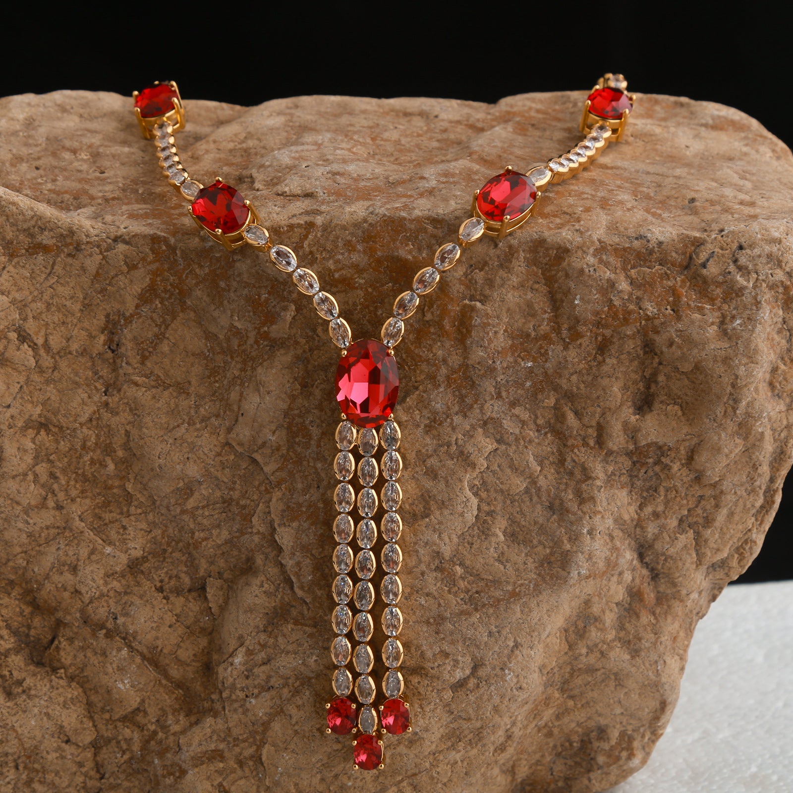 Vintage niche ruby necklace jewelry set