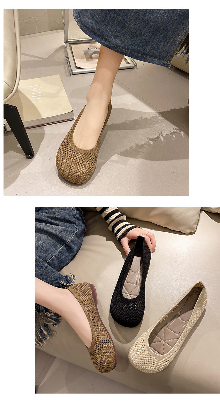 Woven Comfortable Breathable Round Head Women's Loafers