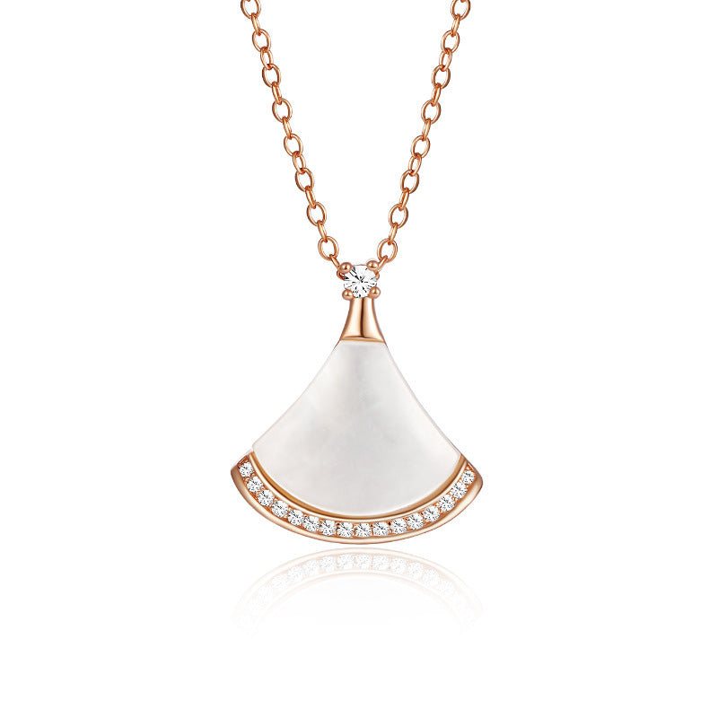 White Fritillary Diamond Fan Necklace